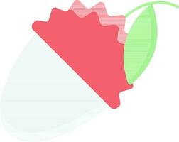 Lychee Red And Green Icon In Flat Style. vector