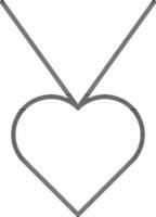 Heart Pendant Icon In Black Outline. vector