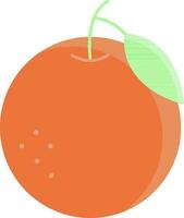 naranja Fruta con hoja icono en plano estilo. vector