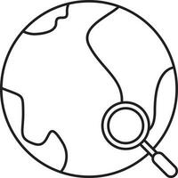 Earth Search Flat Icon In Line Art. vector