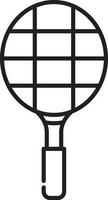 Tennis Racket In Black Line Art. vector
