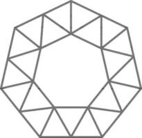 Black Line Art Asscher Gem Icon In Flat Style. vector