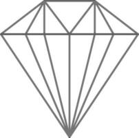 Diamond Icon In Black Line Art. vector