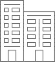 Appartment Building Icon In Black Line Art. vector