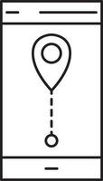 Map Street Location Poin In Smartphone Screen Line Art ICon. vector