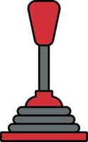 Illustration Of Manual Gear Stick Icon In Gray And Red Color. vector