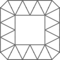 Isolated Cushion Gem Icon in Black Line Art. vector