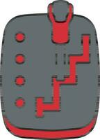 Isolated Automatic Gearbox Icon In Gray And Red Color. vector