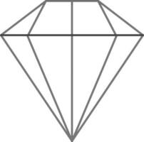 Diamond Or Ruby Icon In Black Line Art. vector