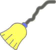 Flying Broom Icon In Yellow And Gray Color. vector