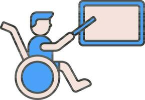 Disabled Teacher Icon In Blue And Pink Color. vector