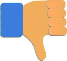 Looser Or Dislike Hand Paper Cut Icon In Blue And Orange Color. vector