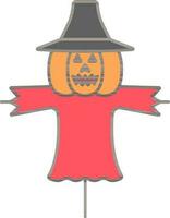 Colorful Scarecrow Icon In Flat Style. vector