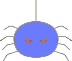 Scary Spider Icon In Blue Color. vector
