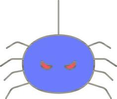 Scary Spider Icon In Blue Color. vector