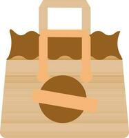 Stamp On Carry Bag Icon In Brown Color. vector