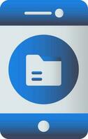 Blue Color File Folder In Smartphone Icon. vector
