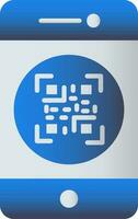 Blue Color QR Code In Smartphone Icon. vector