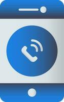 Blue Color Phone Call In Smartphone Icon. vector