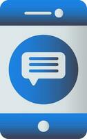 Blue Color Chat In Smartphone Icon. vector