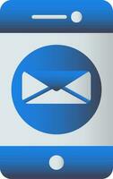 Blue Color Email Or Message In Smartphone Icon. vector