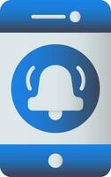 azul color alarma campana en teléfono inteligente icono. vector