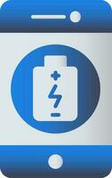 Blue Color Battery Charging In Smartphone Icon. vector
