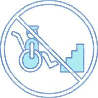 No Disabled People Allowed Icon In Blue And White Color. vector