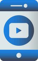 Blue Color Video Player In Smartphone Icon. vector