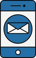 Blue And White Color Email Or Message In Smartphone Icon. vector