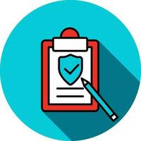 Flat Style Insurance or Security Paper Check Colorful Icon. vector