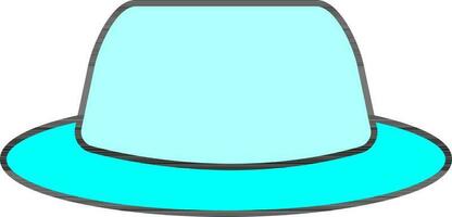 Isolated Cyan Color Fedora Hat Icon in Flat Style. vector