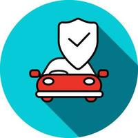 Red and White Check Car Security Icon on Blue Circle Background. vector