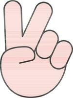 Hand Peace Symbol Or Icon In Pink Color. vector