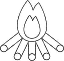 Bonfire Icon in Black Outline. vector