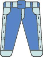 Jeans Or Trousers Blue Icon In Flat Style. vector