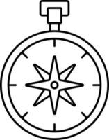 Black Line Art Illustration of Compass Icon. vector