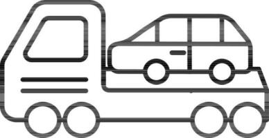 Tow Car Icon Or Symbol In Stroke Style. vector