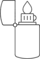 Flat Style Lighter Icon In Thin Line Art. vector