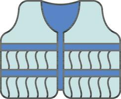 Blue And Black Vest Icon In Flat Style. vector