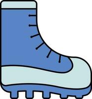 Blue Boot Icon In Flat Style. vector