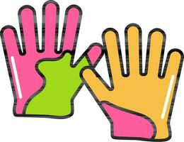 Holi Colors Hands Icon In Flat Style. vector