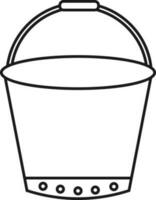 Bucket Icon In Black Outline Style. vector