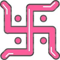 Pink Swastika Symbol or Icon On White Background. vector