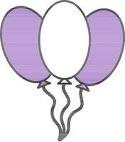 Balloons Icon Or Sign In Violet And White Color. vector
