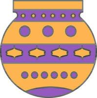 Illustration Of Mud Or Clay Pot In Violet And Yellow Color. vector