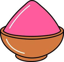 Holi Colors Clay Pot Flat Icon In Pink And Brown Color. vector