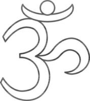 Aum Or Om Symbol In Black Line Art. vector