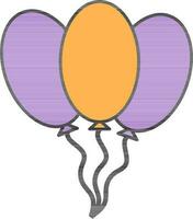 Balloons Icon Or Sign In Violet And Yellow Color. vector