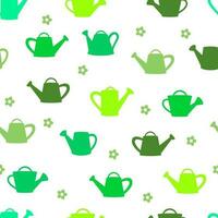 Watering can wiyh flowers seamless pattern vector